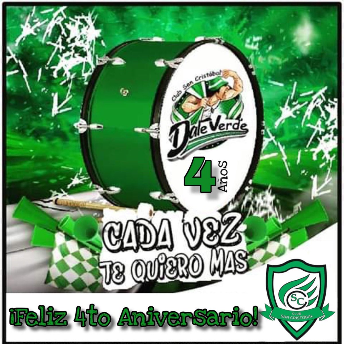 sancristobal_py's tweet photo. ¡Si no lo sentís, no lo entendes, es una pasión! 
Felicitamos a todos los socios, hinchas, staff y colaboradores del #Verde por su 4to Aniversario.

#ClubSanCristobal #DaleVerde 🇳🇬 https://t.co/ngWzCnY4PD