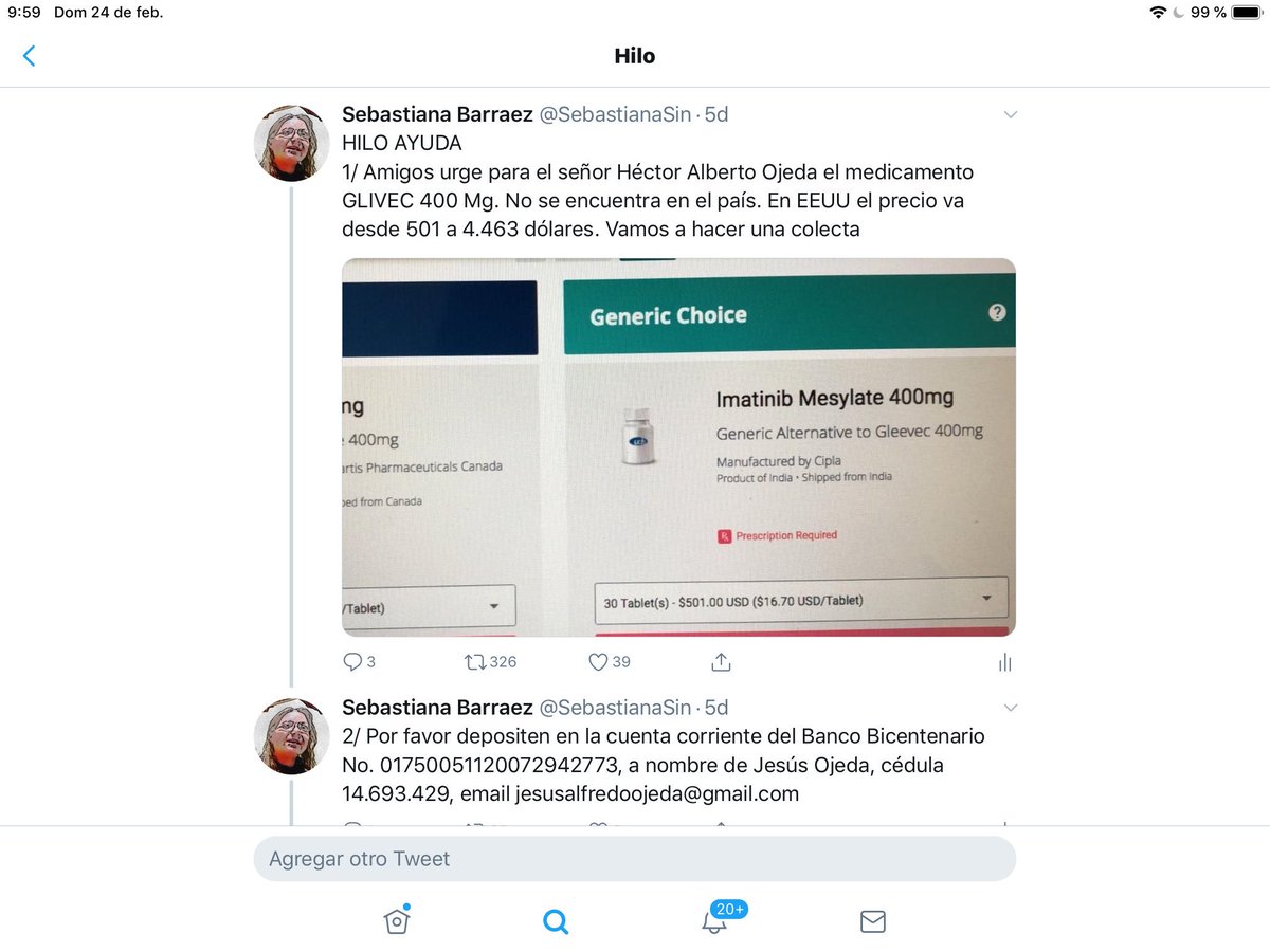 ATENCIÓN Con profunda tristeza comunicó que murió el señor Héctor Alberto Ojeda, para quien les pedí ayuda hace unos días para conseguir el medicamento Glivec.