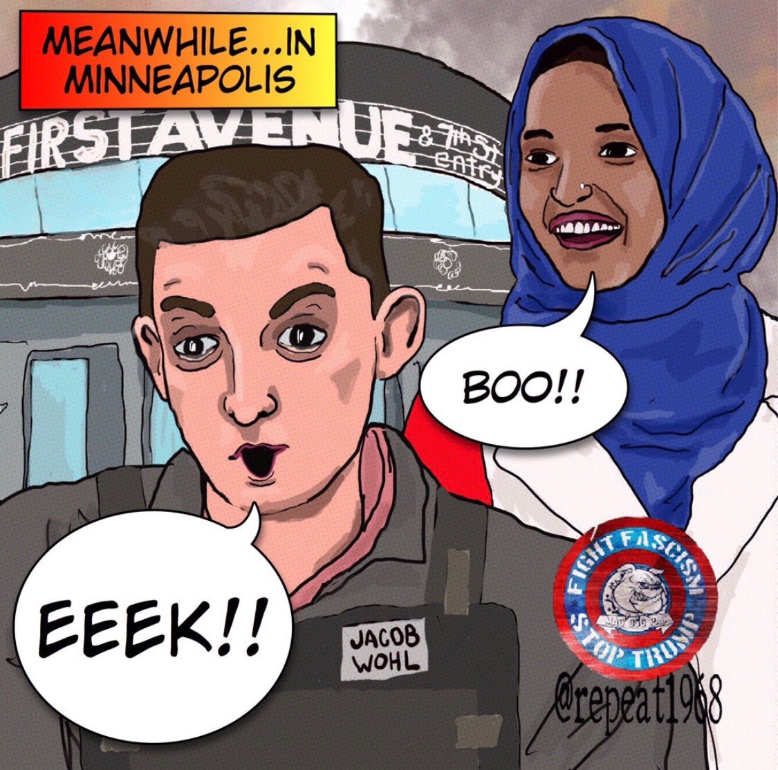 TrueFactsStated's tweet photo. Why did @JacobAWohl go to Minneapolis to stalk a member of Congress...wearing a bullet proof vest... https://t.co/P4KimahQ1v