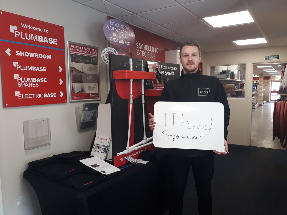 JGSpeedfit's tweet photo. Our next SECOND-FIX IN SECONDS #Competition is taking place tomorrow at Trowbridge @plumbaseuk! Here are a few of our fastest entries, think you can beat them? ⚡ Come along and give it a go. https://t.co/Ovbown5FWS #Plumbase #SecondFixInSeconds #BeatTheClock https://t.co/aBvy3QrYvR