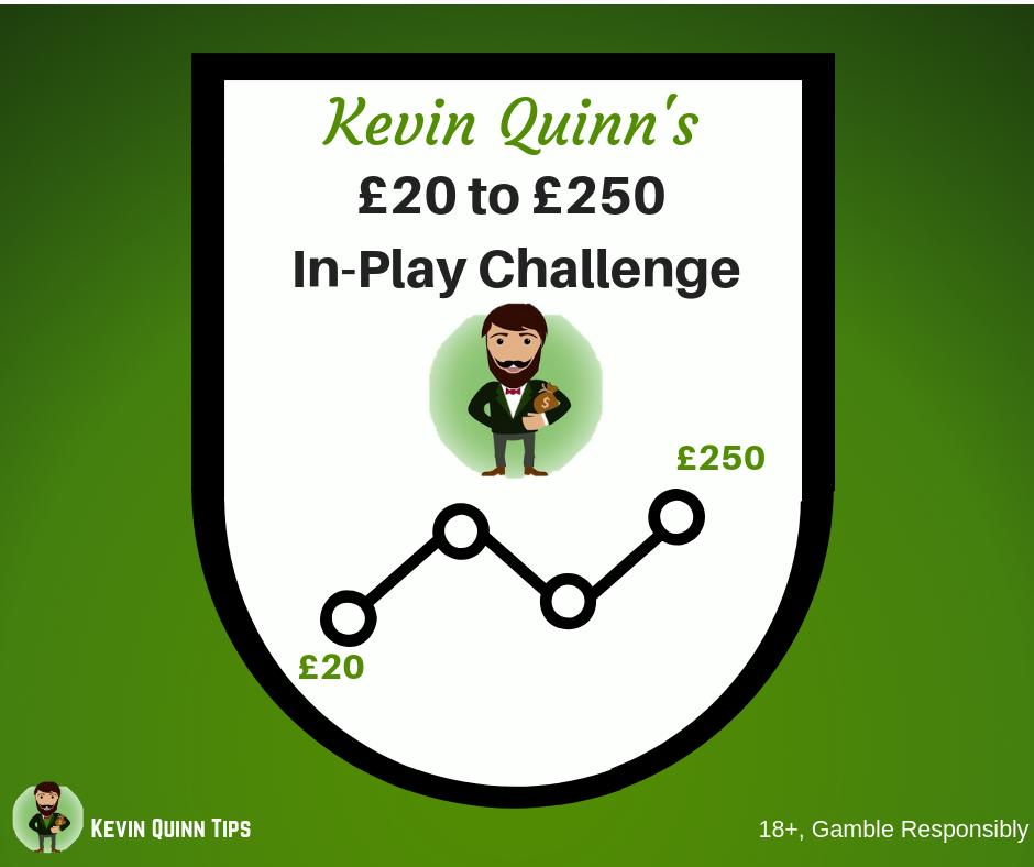 KevinQuinnTips's tweet photo. Don't forget Bet 2 of the £20 to £250 In-Play Challenge goes live today! 🚀

I am on £26 and I want to get up to at least the £34 mark today 📈

Start the challenge today at Bet 1 totally risk free here ➡️ https://t.co/447t1LEMq2

T&amp;Cs Apply, 18+, Please Gamble Responsibly https://t.co/GfqPcMuzFM