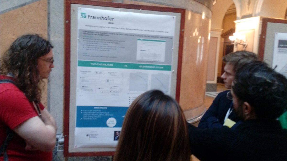 I really enjoyed discussing our poster at #mlprague together with @algorithm87, on how we try find the right industry partners for our research institutes <a href="/Fraunhofer/">Fraunhofer-Gesellschaft</a> using #MachineLearning methods like text-classification and hybrid recommender systems. Thanks for dropping by!