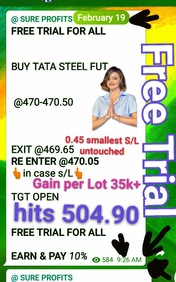 GeniusTraders's tweet photo. 👆 *Free Live Trial* 👆

 ```we told will hit 504.45
But hitted 504.90
💯 % Accuracy
Smallest Safe &amp; untouched 
Stop Losses for Big Profits
``` 
@RockingOptions

🌺  @Suraj999 🌺

💚 @ https://t.co/VlAF1Pfv9O 💚

👆 *Daily UnMaTcheD PeRfOrMaNcE* https://t.co/QONY0qAbpt