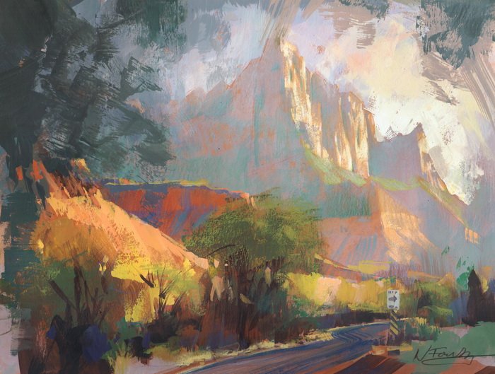 Zion National Park, Utah. I documented the painting process on this one, it will be featured in my book on painting landscapes coming out this fall.