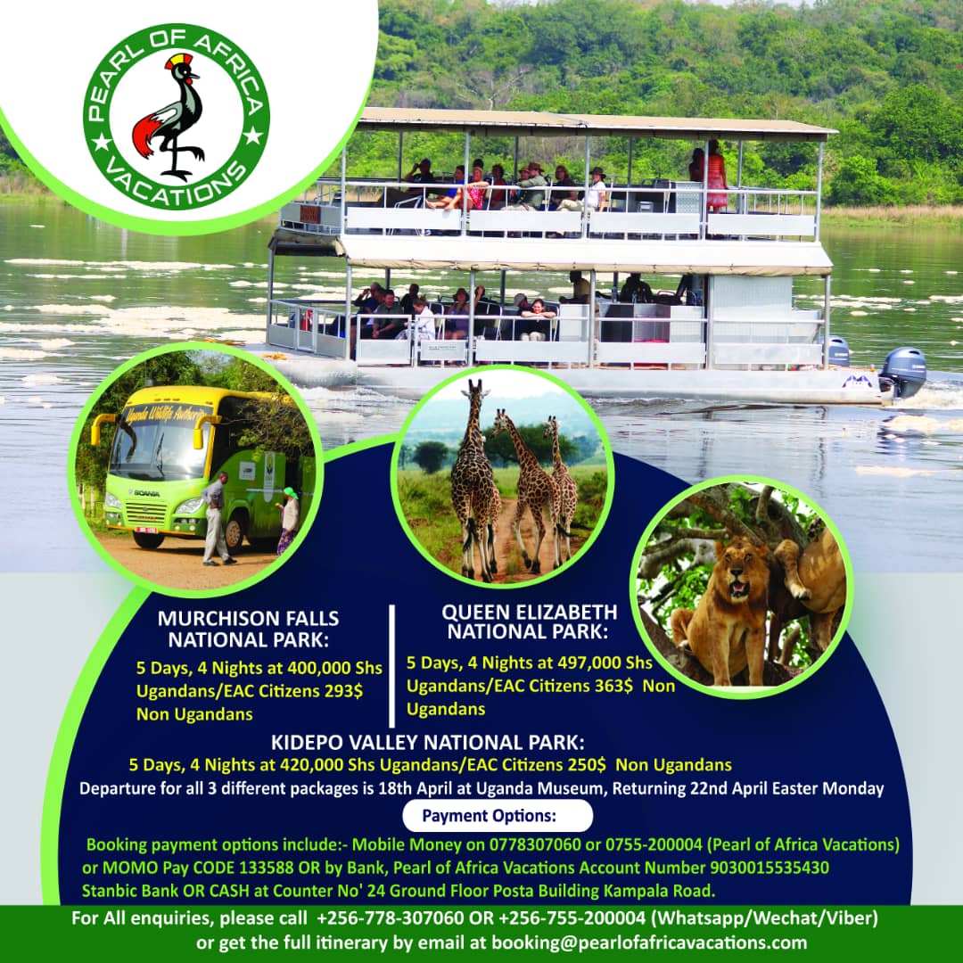 Easter Holiday, 5 Days in the WILD, Group Safaris Organised by Pearl of Africa Vacations, Book your seat Now before it fills up. MURCHISON FALLS NATIONAL PARK: To book for Murchison Falls National Park Trip 5 Days, 4 Nights Kindly follow us at 
pearlofafricavacations.com/Special_Tour/S…
