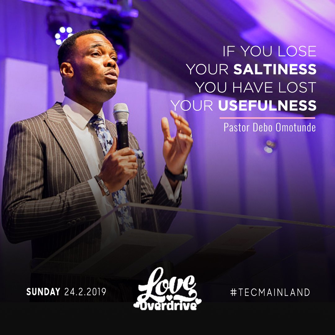 elevationMD's tweet photo. If you lose your saltiness you have lost your usefulness - Pastor Debo Omotunde @Debomotunde
#ContagiousChristianity #LoveOverdrive #TECMainland https://t.co/TlMY6qaOfg