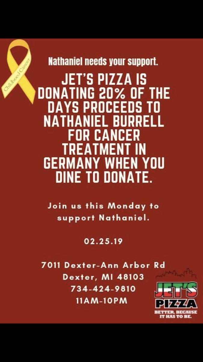 DHS 2017 Graduate needs our help and support. Please try to make it to Jet’s Pizza tomorrow, February 25th, to help a Dreadnaught. 20% of the proceeds are going to help Nathaniel Burrell in his fight against cancer.  #dreadstrong #supportourown