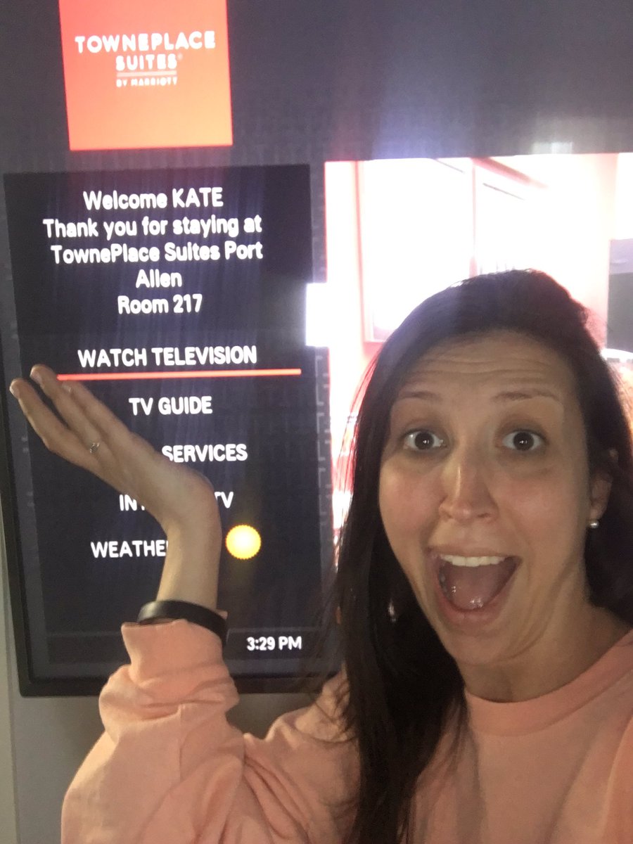 kategarneslive's tweet photo. SHOUT OUT TO @Marriott #townplacesuitesbatonrouge for being amazing! They put my NAME ON THE TV WHEN I WALKED IN THE ROOM!!! WHAT?!?!? #gladiatorstatus #livingthedream https://t.co/oOIT5YaFXA