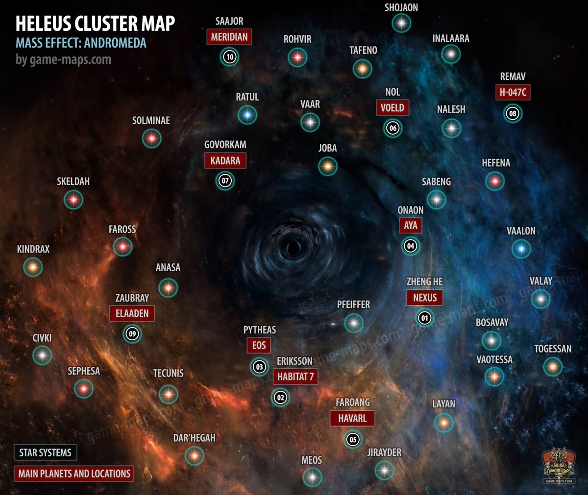 Mass Effect Andromeda : Heleus Cluster Map