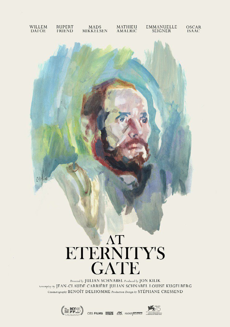 WeDigFilm's tweet photo. Willem Dafoe has been nominated tonight for Best Actor for his portrayal of Vincent van Gogh in 'At Eternity’s Gate' (@AEGfilm) 

Here's a beautiful range of posters by Tony Stella @studiotstella 

@TheAcademy #Oscars #Oscars2019 https://t.co/xuPuD207gD