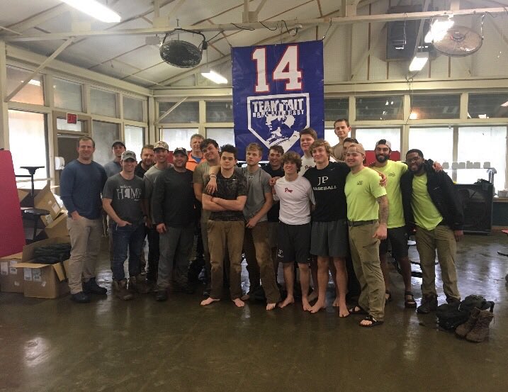 JPHeadofSchool's tweet photo. This Friday night Jackson Prep students Holmes Maley, Talbot Fletcher, Peyton Dunn and Ben Johnson participated and completed an 18 mile ruck in memory of Tait Hendrix at Camp Bratton-Green.  Great event. Proud of our JP students. #JP1P4 #PrepFamily https://t.co/4TCsSDPsJh