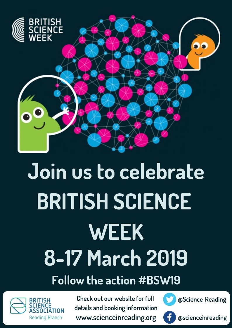 Science_Reading's tweet photo. Here it is, what you've all been waiting for! Our @ScienceWeekUK  line up! Use the tag #BSW19 to join in the fun! #Rdguk - are you ready? From stargazing to the science of superheroes, we have it all! Check out https://t.co/rebSss04Pi for more. See you March 8-17th! 😍🎉🎊 https://t.co/pSvDVkz94S