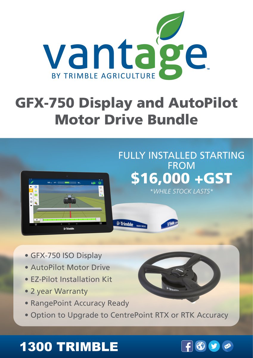 We're offering huge savings on the latest Trimble steering and guidance equipment. Improve your efficiency and accuracy in the paddock. #trimble #GPSsteering #precisionag