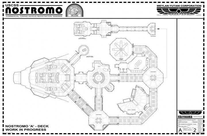 Alien (1979) USCSS Nostromo map.