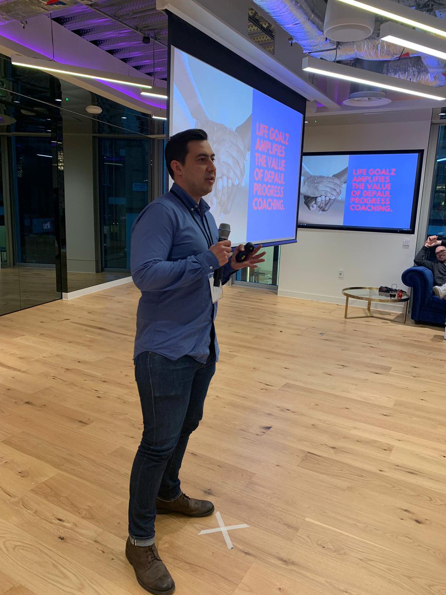 BeMyAppEMEA's tweet photo. Next up is ‘Life Goalz’ with a solution that uses voting and natural language processing to shift clients of @DePaulUK to finding a life purpose and working towards their next goal aiding personal growth @BCGDV #DvImagines #hacking #homelessness https://t.co/m8aNsZAFv0