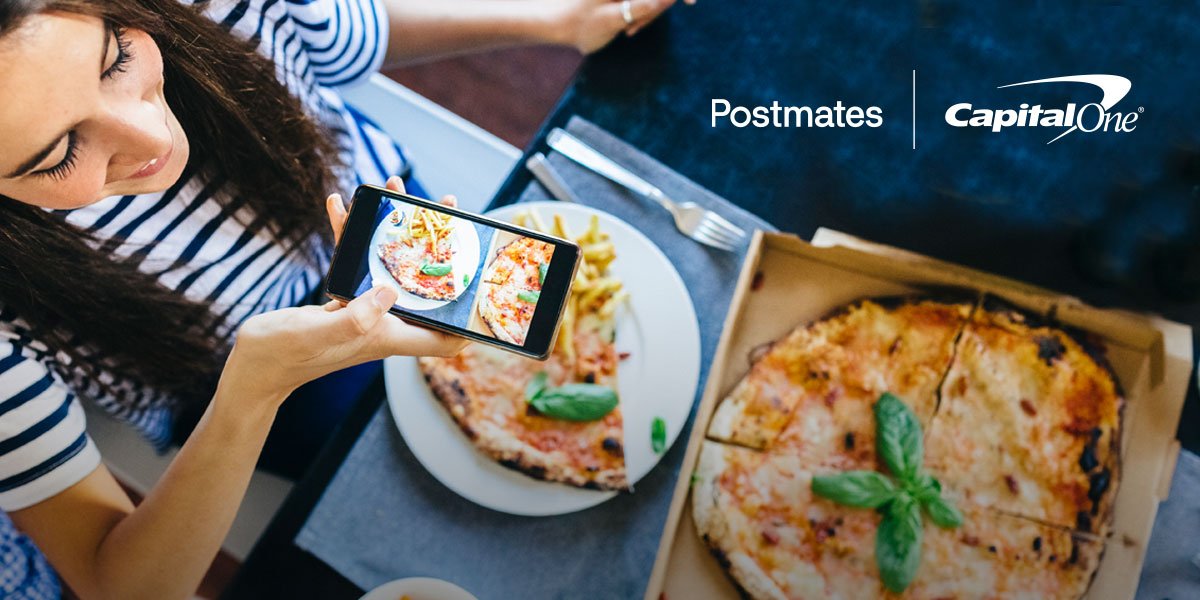 Postmates's tweet photo. We’ve teamed up with @CapitalOne to cover Savor cardholders monthly Postmates Unlimited membership fee for the rest of the year. We deliver what you love, while cardholders earn 4% cash back on ordering in. https://t.co/E7oH9g45t6 https://t.co/EgwHd2KtlF