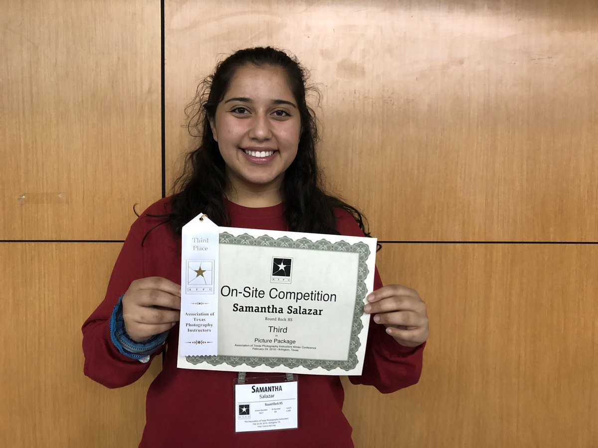 PhotographyRRHS's tweet photo. Congratulations to Kristen, Kendal, and Sam for winning awards at #atpiwc19 So proud!! @ATPI @RoundRockISD @DragonNationRR @rrisdfinearts @rrisdart @RRHS_Principal https://t.co/ItYeX6RsQ5