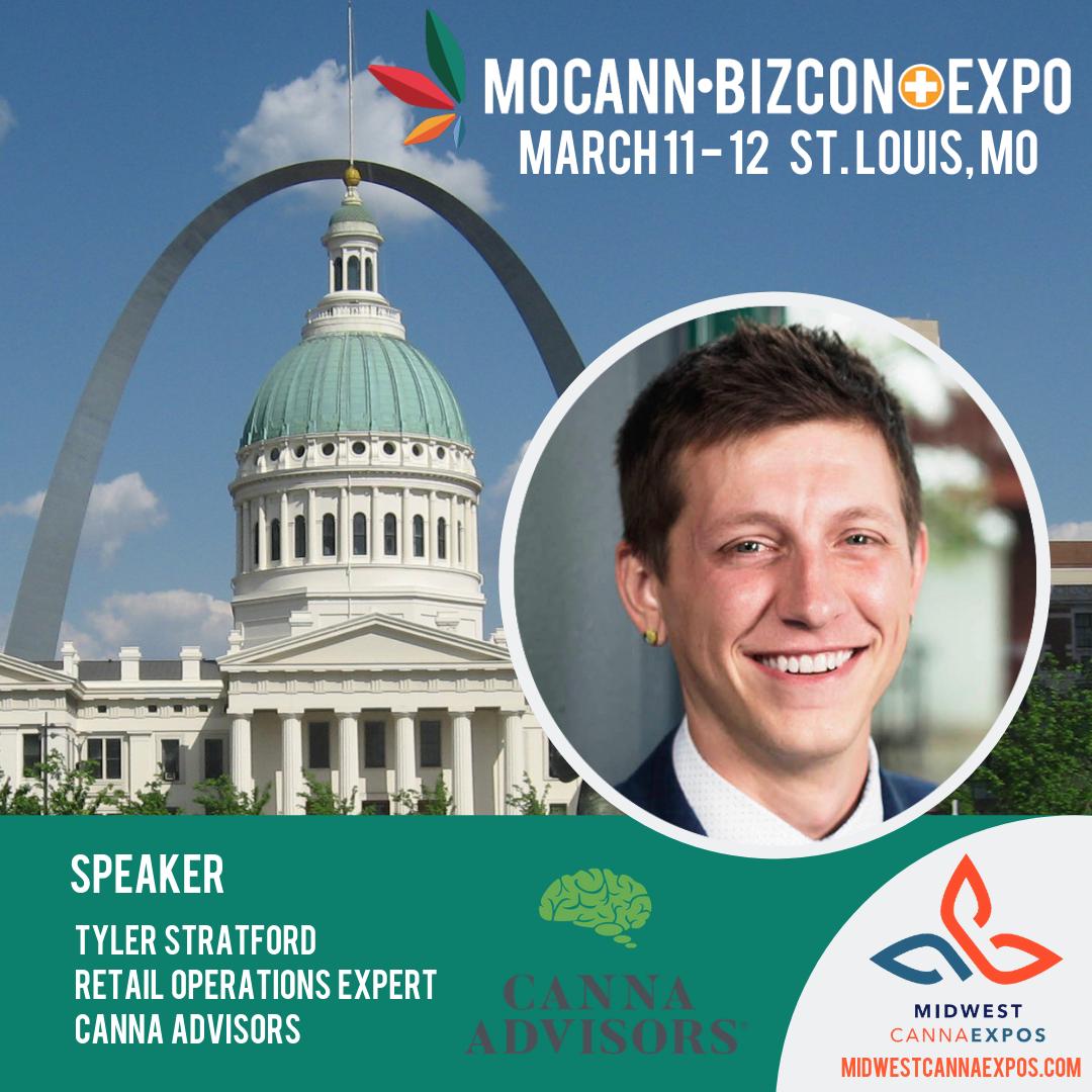 We'd like to welcome Tyler Stratford, the Retail Operations Expert at @cannaadvisors, as an official Speaker at MoCannBizCon+Expo! 
Join us in St. Louis, this March, for Missouri's largest #mmj trade show!
Buy your tickets today!
ow.ly/PNsj30nJOy4

#mocannbizcon #missouri