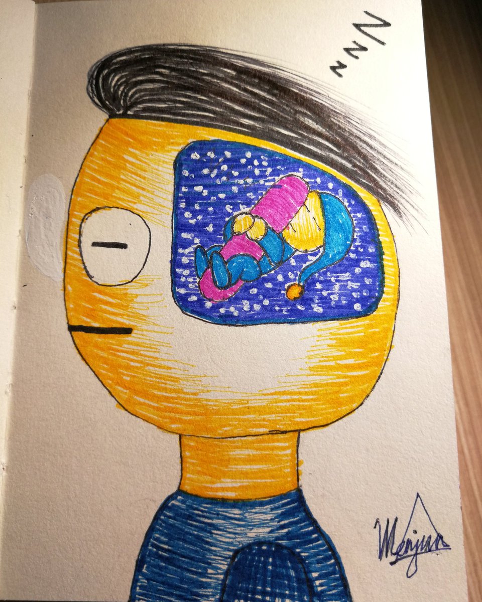 vanilleeWJ's tweet photo. I just want to sleep 😴

#sleeping
#goodnight
#insomnia
#SweetDreams
#inkcolour
#penart https://t.co/7AVbHKnMUQ