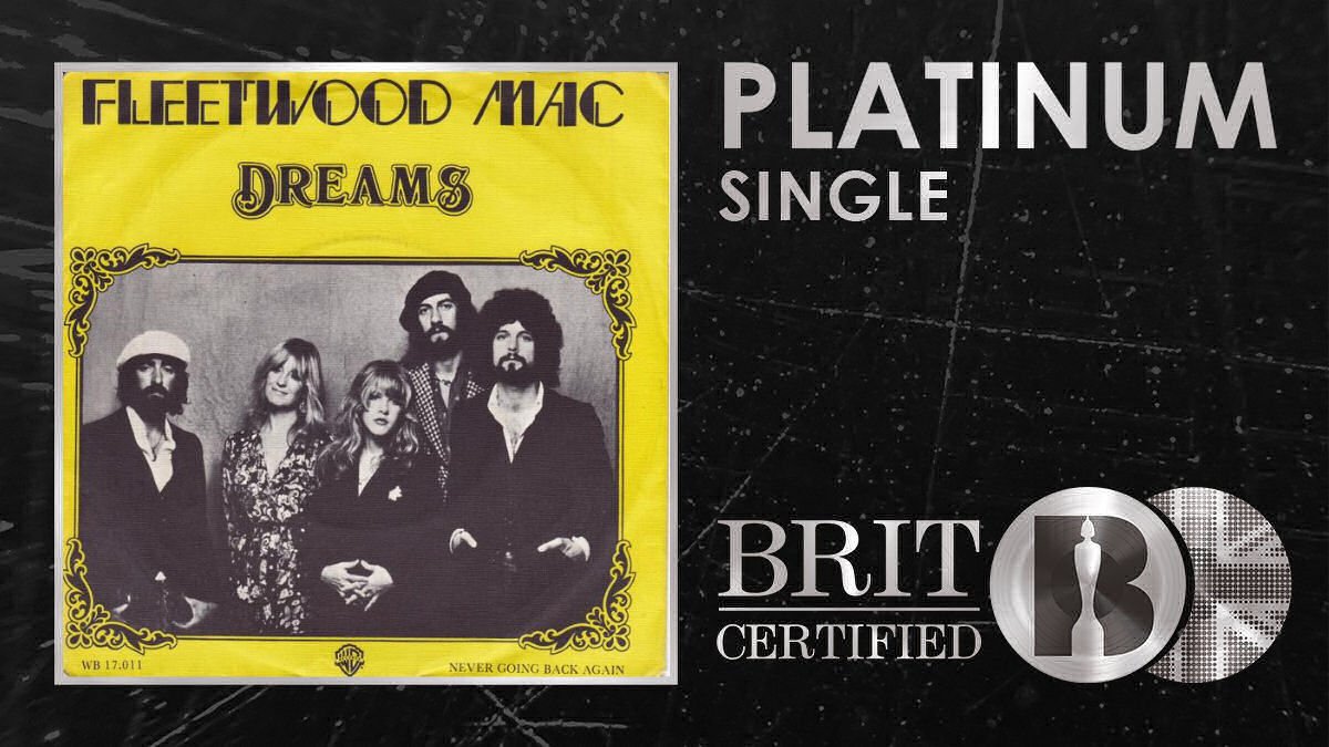 Nickslive's tweet photo. Fleetwood Mac's single "Dreams" was certified Platinum in the UK on February 22, 2019 #Fleetwoodmac #dreams #platinumsingle https://t.co/2EJjeUbVy0