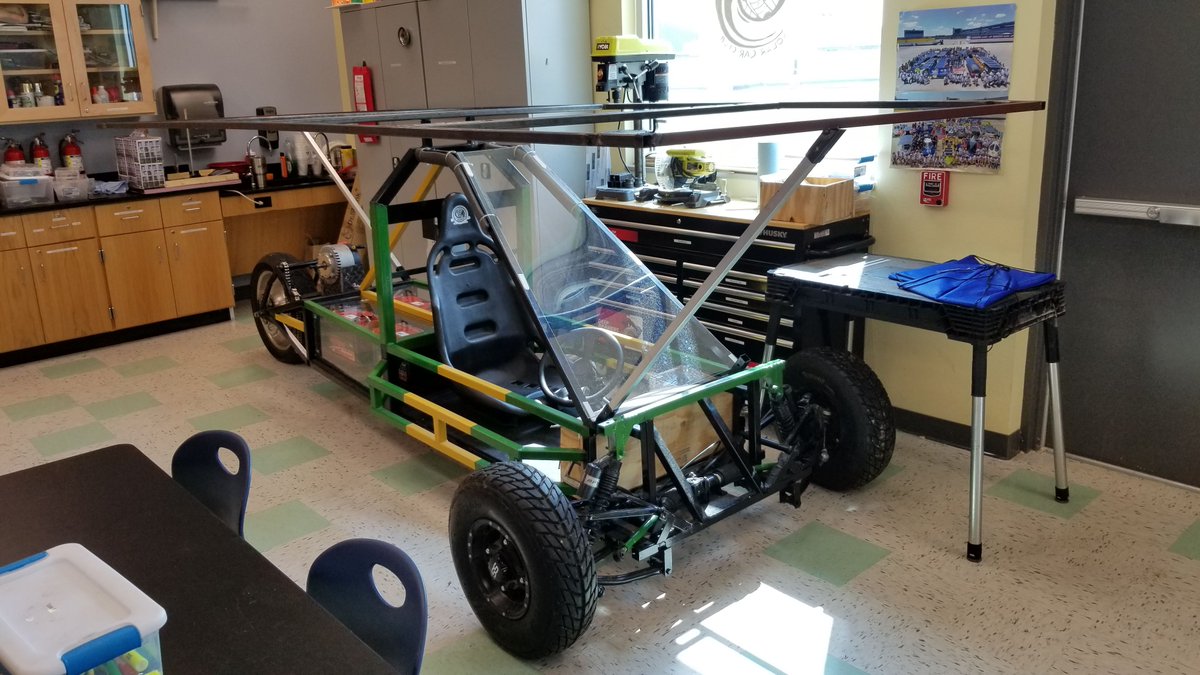 HarmonicsSolar's tweet photo. The solar panel framing is done and now being attached to the car. We're getting ready for Charro Days Parade on March 2nd 😎 https://t.co/bNmuYQgWhx