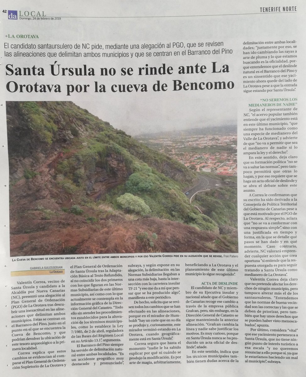 VCorreaTF's tweet photo. #SantaÚrsula #LaOrotava #Tenerife #Bencomo l Alegación al #PGO de la @LaOrotava que presento en la defensa de los derechos de los Santaursuleros. Como candidato de @Nueva_Canarias al @AytoSantaUrsula entiendo que por encima de todo está la defensa de los intereses del Municipio https://t.co/1Ac2kdaK8V