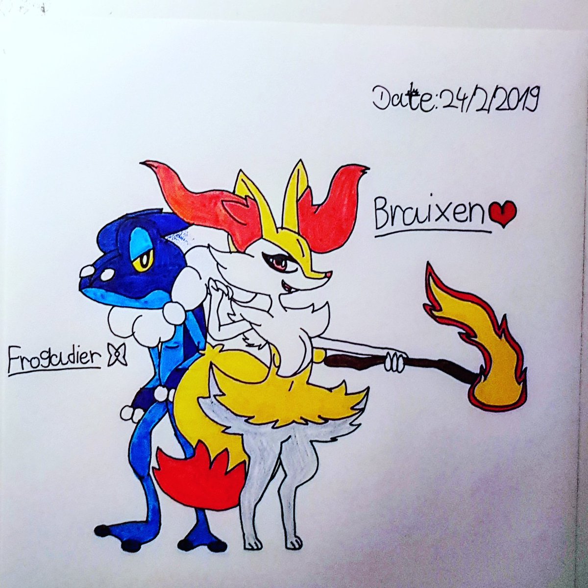 DarjaMolinaro's tweet photo. #braixen #frogadier #pokemon #braixenxfrogadier #firetype #watertype #team #coupleteam #cute #kawaii #myart https://t.co/c3iK3JOxpy