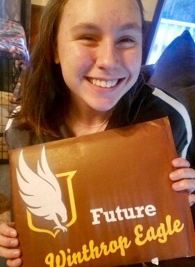 RBHSCounseling1's tweet photo. S/O to #senior Madeline Greene, for an acceptance to @winthropu! Make sure  Counseling &amp; Advisement gets copies of all acceptance letters &amp; scholarship offers! We also want your selfies, so tag us or send them via DM! #UsedWithPermission #Winthrop #Eagles #UsWeRB https://t.co/2iSZXN6QhD