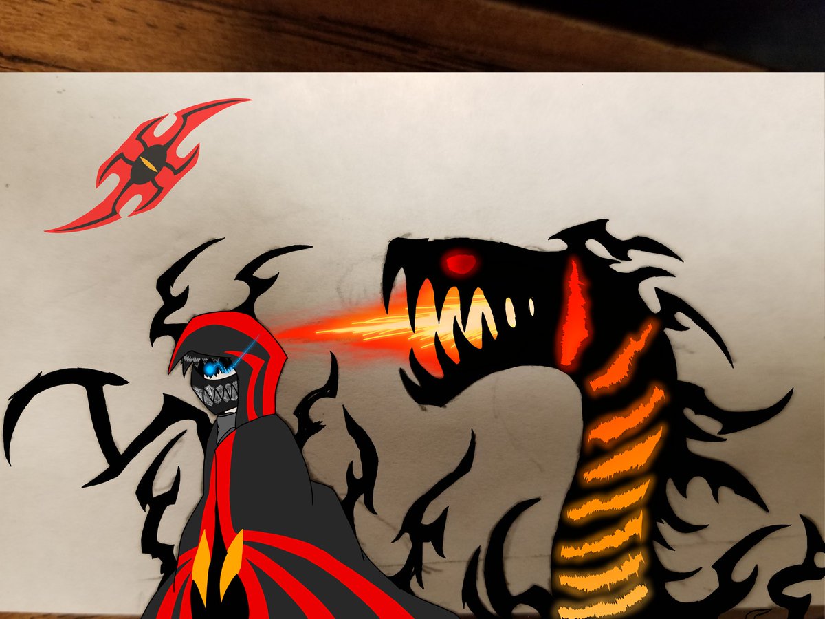 KaijuReaper's tweet image. Also available on deviantart, check link in bio
So I made this in a similar fashion to my kaijusona, this time featuring my main oc, and I'm pretty proud of it. X3
#shadowreaper #drawing #art