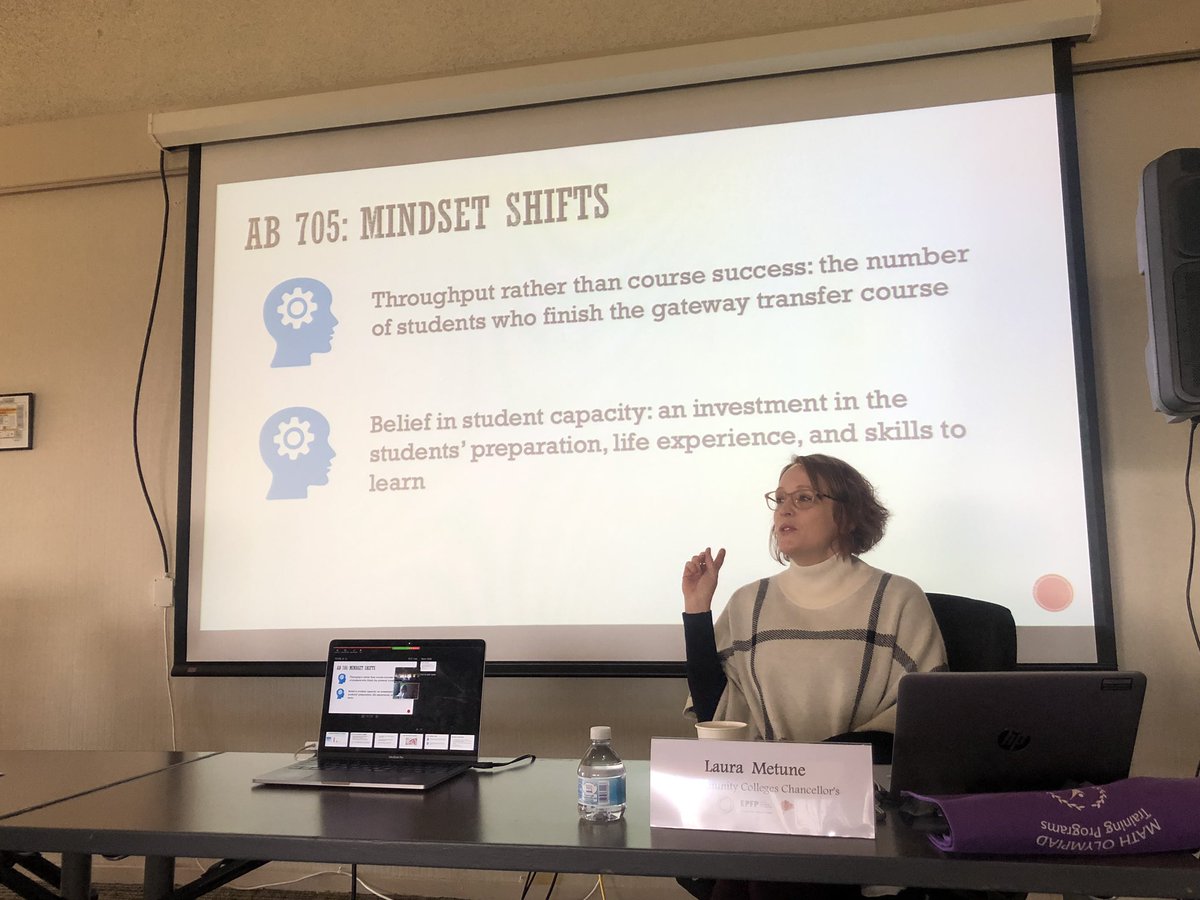 lindam_v's tweet photo. Core to #AB705 is about changing the mindset about student capacity. Don’t make assumptions about students’ preparation. Let the data show you their potential. @LMetCap @CalCommColleges #fixplacement #CAEPFP https://t.co/PLFTUrilbt