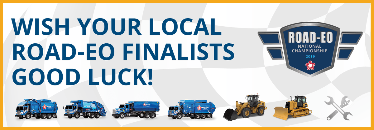 RepublicService's tweet photo. There's a lot to be excited about as we countdown to our 2019 ROAD-EO National Championship! Make a poster, sing a song, be creative and wish your local finalists good luck. Send us your photos and videos and we might just post them here! #RSROADEO19 https://t.co/YWxQwWotpU