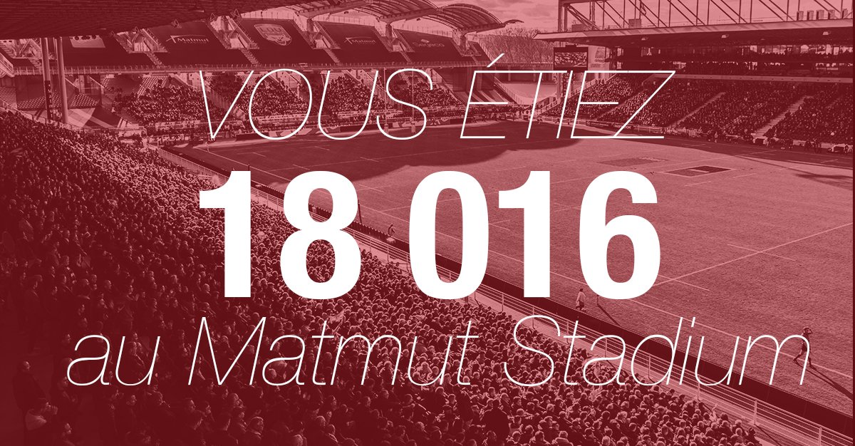LeLOURugby's tweet photo. Vous étiez 18 016 supporters cet après-midi au #MatmutStadium !
#MERCI c'est aussi grâce à vous !
#ENSEMBLE #OBJECTIFTOP6
RDV dès samedi prochain pour un nouveau match à la maison : #LOUCO samedi 2 mars, à 20h45 ! On compte sur vous, les joueurs comptent sur vous #TEAMLOU #TOP14 https://t.co/r3RTj0VjWu