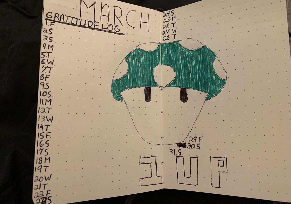 byAmandaOcasio's tweet photo. So I am a lot of things.
Regrettably, an #artist isn’t one of them.
Still,I wanted something special for my #BulletJournal for #March.I turn 33 and between everything with my #thyroid & the #hydrocephalus / #ETV , I know I’m #lucky to be here. #1up #BonusLife #BuJO https://t.co/O1nfharFUn