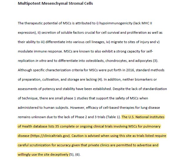 Important perspective by Marilyn K Glassberg group @UMiamiMedicine in @AnnalsATS highlighting abuses in the mesenchymal stem cell “industry” atsjournals.org/doi/10.1513/An…
What your thoughts MRojas @colblackberrys, legitimate @paccm stem cell researcher, and @KaminskiMed?