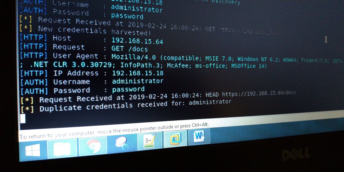 _RDenser's tweet photo. Envenenamento de aquivo DOC com Basic autentication.... Hora de testar em credencial de AD e LDAP... https://t.co/e97kEoknhH
