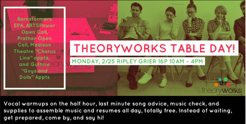TheoryWorks (@theoryworksnyc) on Twitter photo Tell your friends! I'm warming singers up FOR FREE during tomorrow's crazy open call and EPA day. <a href="/ripleygrier/">Ripley-Grier Studios</a>, 16P, 10am-4pm. Come say hey! #AuditionSeason #Auditions #AuditionLife #MusicalTheatre #NYC #AUDITION #freestuff Tell your friends! I'm warming singers up FOR FREE during tomorrow's crazy open call and EPA day. <a href="/ripleygrier/">Ripley-Grier Studios</a>, 16P, 10am-4pm. Come say hey! #AuditionSeason #Auditions #AuditionLife #MusicalTheatre #NYC #AUDITION #freestuff