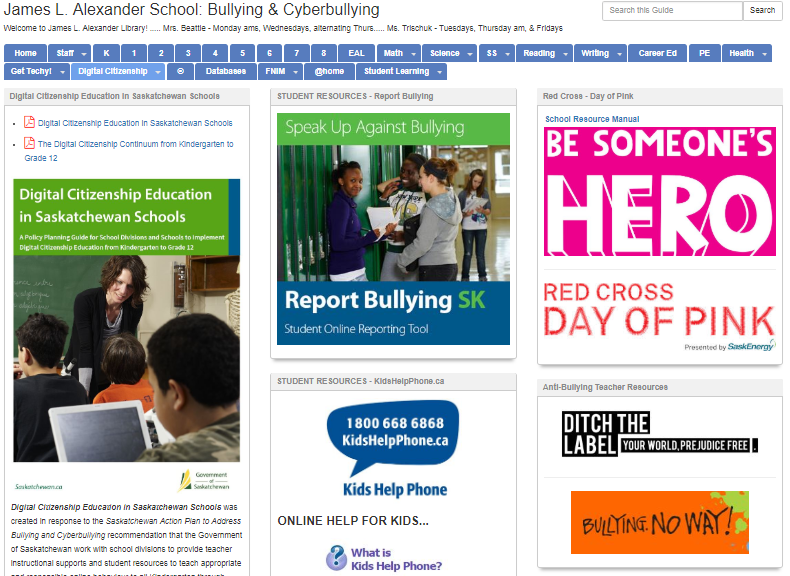 elementarylibguides.spsd.sk.ca/jameslalexande… #DayOfPink #AntiBullying #ClassroomResources
