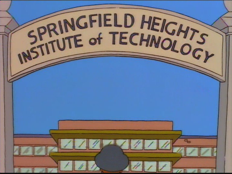 actsimpson's tweet photo. Volvemos a ver el "Springfield Heights Institute of Technology", la universidad a la que iba Apu en "Mucho Apu y pocas nueces" (07x23). Lo mejor de esta Universidad son sus siglas en inglés: S.H.I.T.
#SimpsonEstrenoNeox #LosSimpson #Simpsorama https://t.co/jK0PmMAUQb
