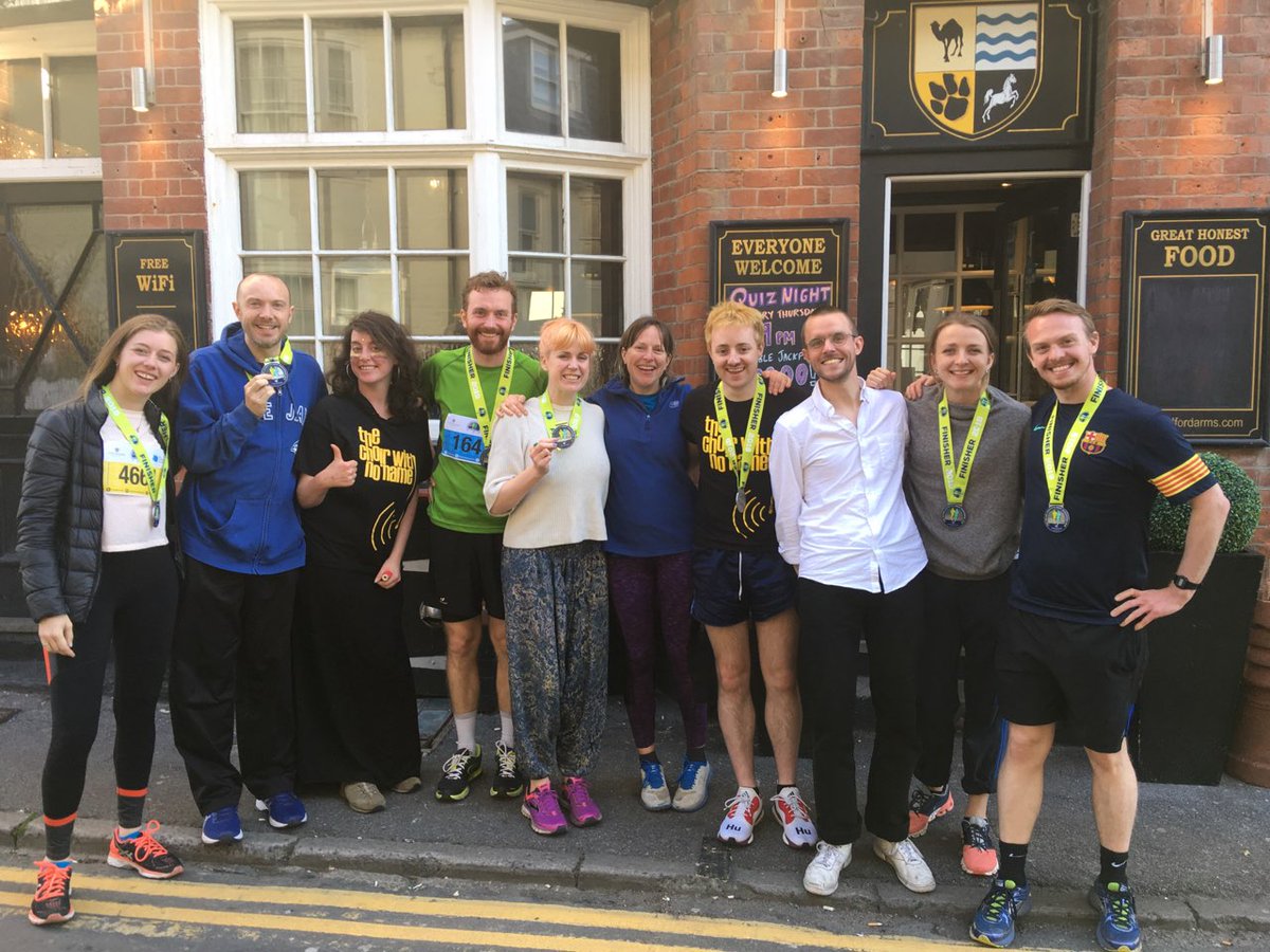 ChoirwithNoName's tweet photo. HUGE congratulations to our wonderful 'Runners with No Name', who nailed the Brighton half marathon and raised over £5000 and counting to support our choirs. Legends, the lot of 'em! You can still make a donation here: https://t.co/9spHamV1Vk https://t.co/5FnFQ3thcs