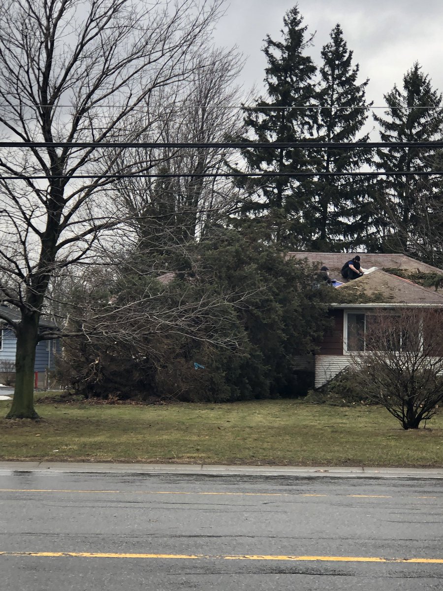 4KelseyAnderson's tweet photo. THIS IS TRULY THE CITY OF GOOD NEIGHBORS! When this tree came down, these men were here within minutes to help their 90-year-old neighbor. They were here with chain saws to dismantle the tree, and then temporarily patched up the roof... during the wind storm @news4buffalo https://t.co/gCSQPDO641
