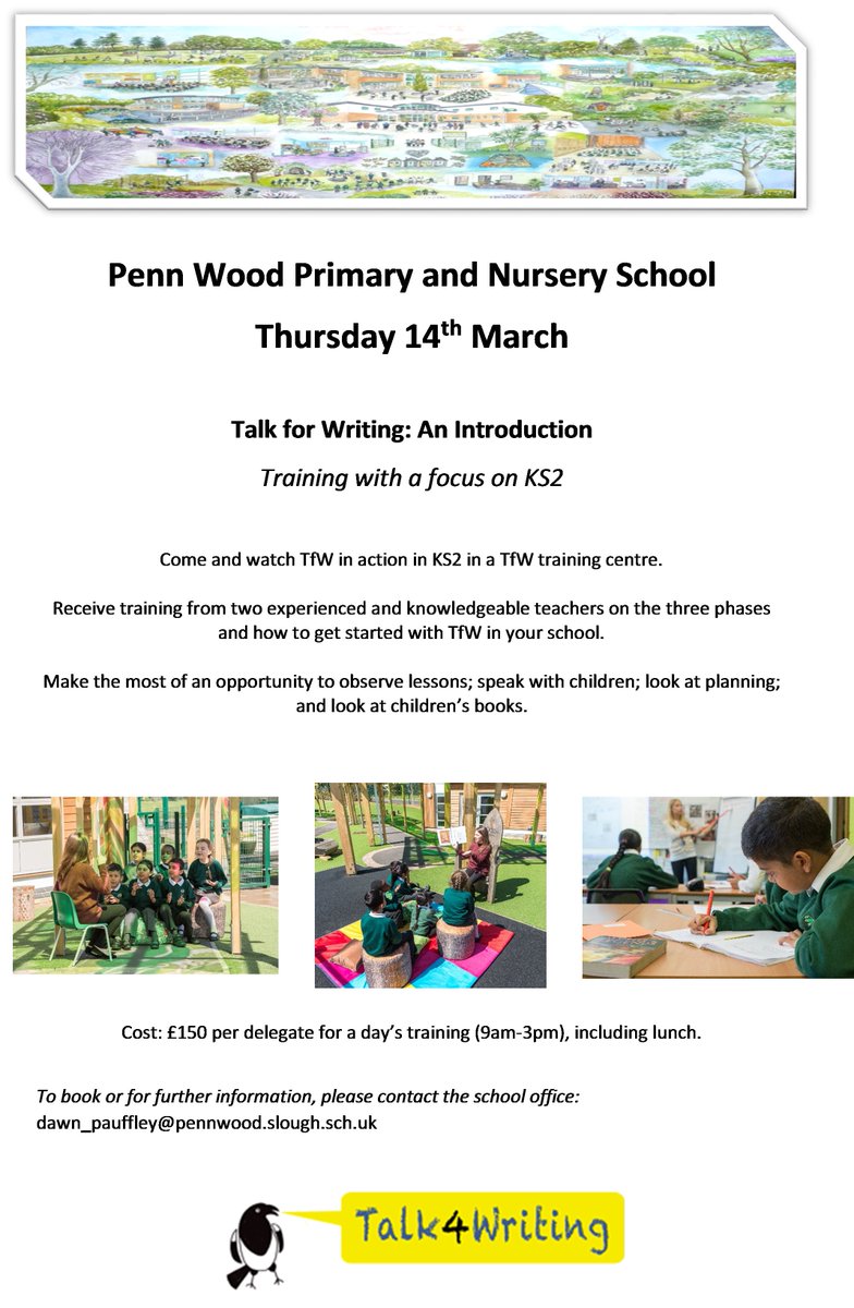PennWoodSchool's tweet photo. Have you ever wondered what TfW looks like across KS2? Come along and see for yourself!
A chance to learn about the stages, look through children's books and watch lessons at a TfW training school @maddyperry_1
@PennWoodSchool
@Talk4Writing
@PieCorbett https://t.co/QL7aNfx5Vs