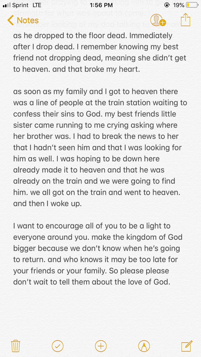 gvanhoornbeek's tweet photo. Something very scary and eye opening happened to me last night. I would really appreciate it if y’all took the time to read about it and think, “Am I really doing everything God wants me to do?” Because you may run out of time. Make His kingdom bigger! https://t.co/xMnZdQ0wrm