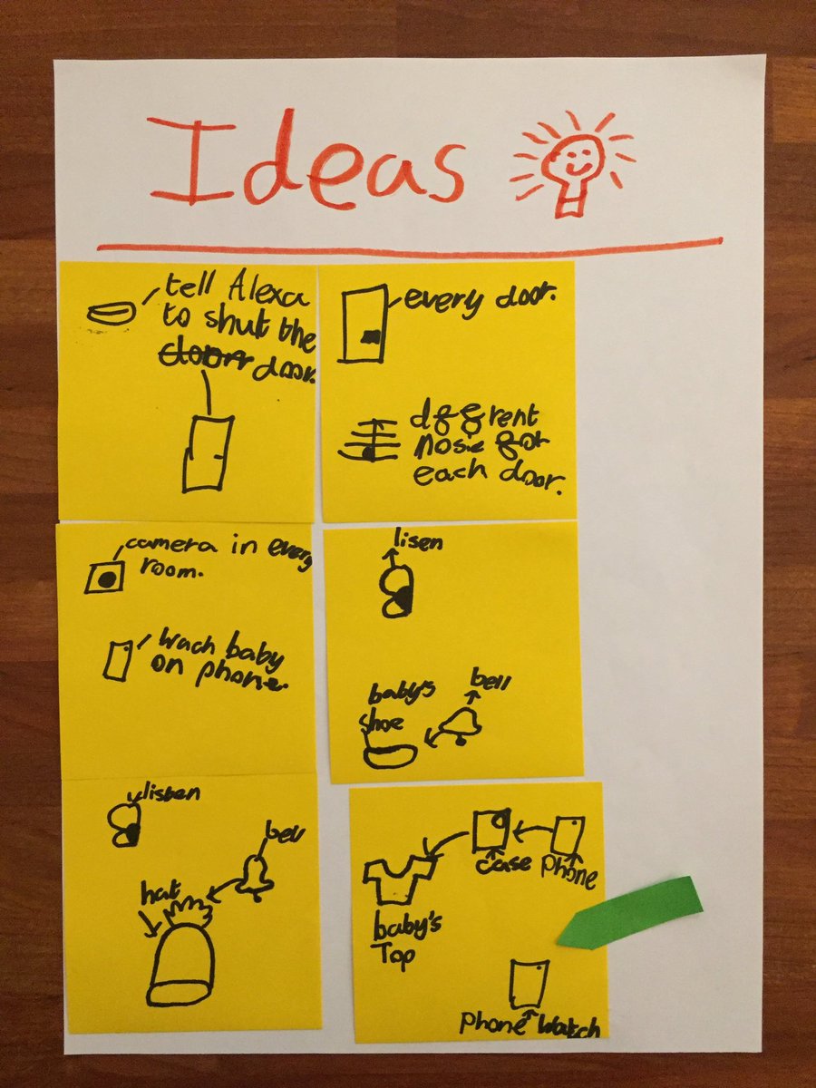 CallaghanDesign's tweet photo. My 7 year old smashing her Brownies invention badge with a 1 hour Design Sprint! So proud!

I love her insight - basically we’re knackered and panic when our 18 month old legs it out of the room!... sounds about right!

#DesignThinking #DesignSprint #UX #Design #GirlsInTech https://t.co/qCyNEP5PhI