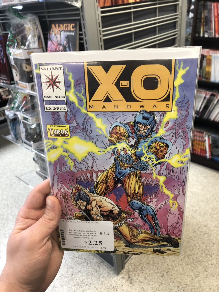 _CollectingDust's tweet photo. Retro Nite starts at 7:30 PM CST tonight! But while your waiting, check out some comics we found lying around at @TheDeePComics #turok #dinosaurhunter #sonofstone https://t.co/qauZoyCuqa