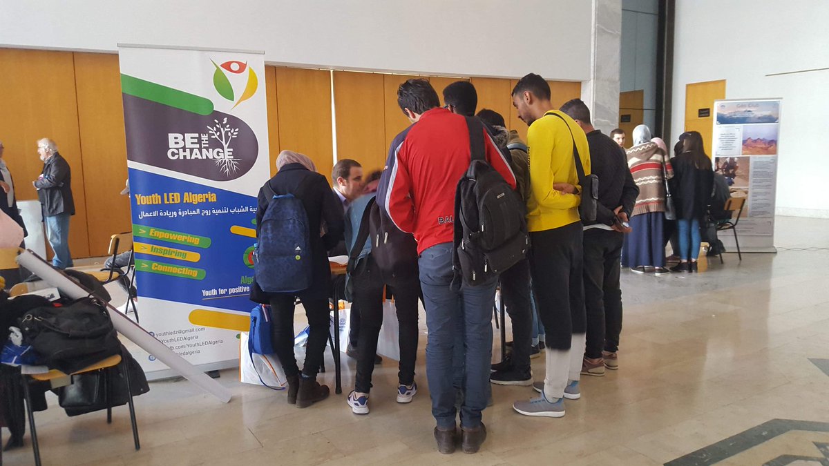 YouthLEDAlgeria's tweet photo. Participation de YouthLED  au salon de l'étudiant KHOTWA à Alger 
#khotwa 
#salon_de_l_etudiant 
#youthled
#LeadershipDevelopment 
#Entrepreneurship 
#Algeria https://t.co/qqYPqgfenz