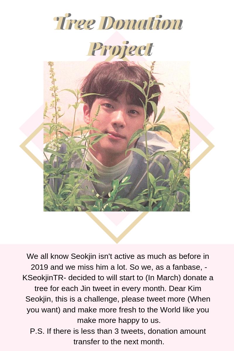 🌲🌿🌾Tree Project🌾🌿🌲

Jin always give his respect, love and sincerity to us. For showing our response to him to all of them... For showing how he influence to us. How much is he so good person for us... We decided to donate tree every month

#방탄소년단진 #진 #김석진 <a href="/BTS_twt/">방탄소년단</a>