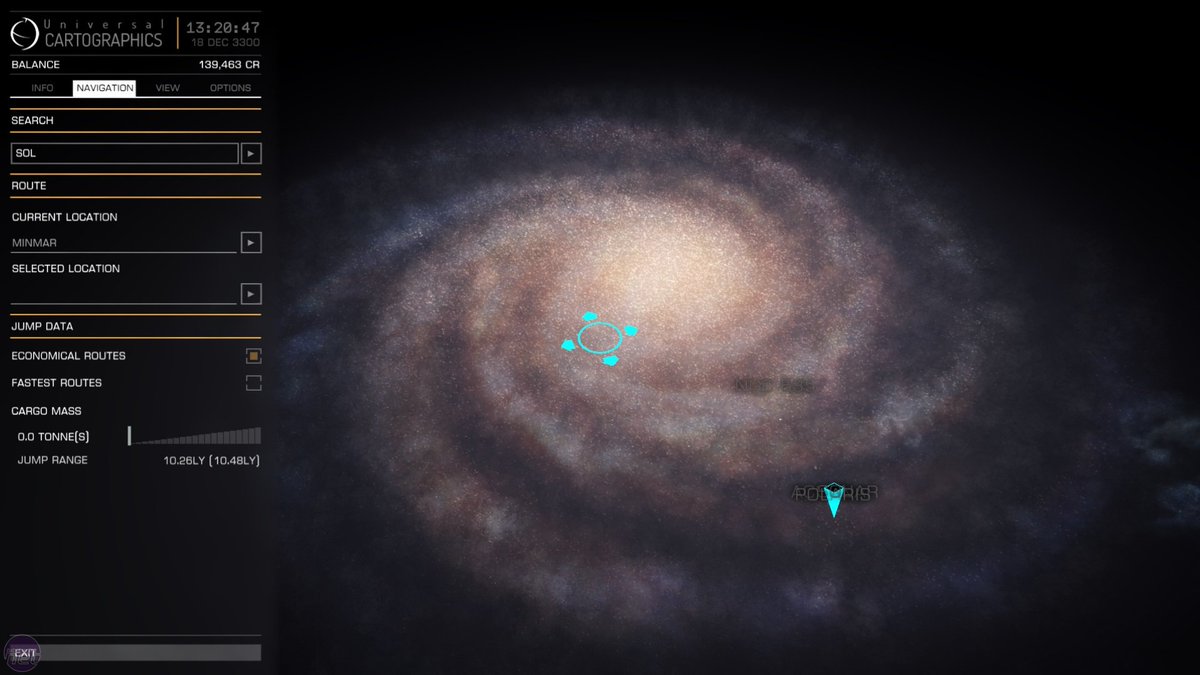 Elite Dangerous galaxy map (with our Sol system).