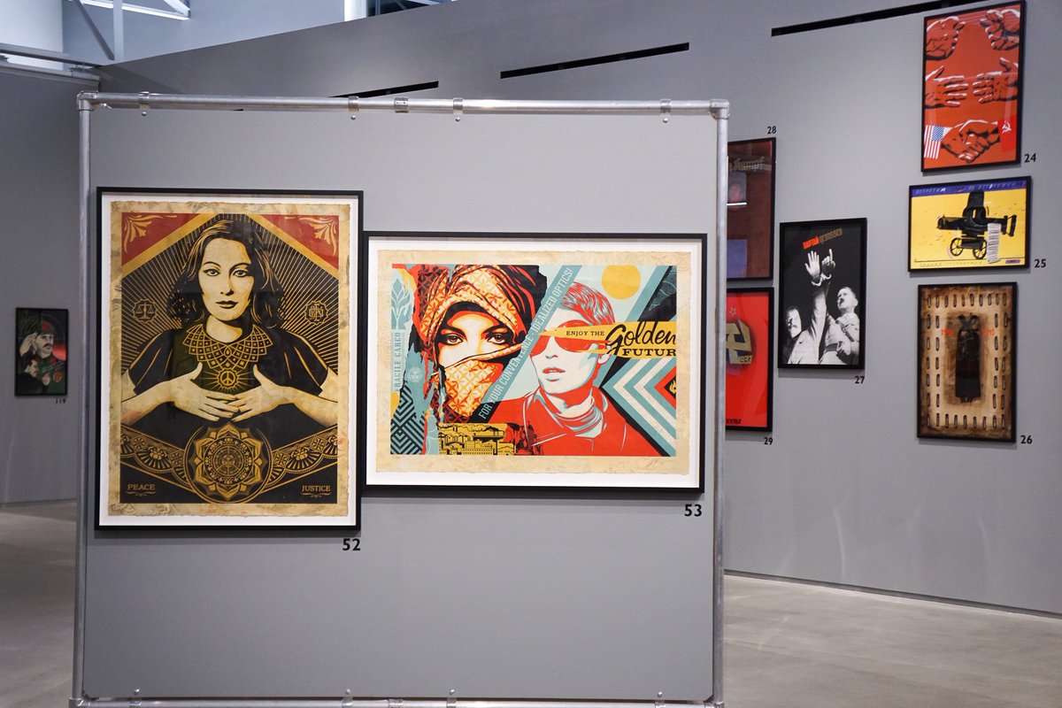 OBEYGIANT's tweet photo. A selection of my works are a part of "Crumbling Empire: The Power of Dissident Voices," an exhibition currently at the @wendemuseum. I had a great time at the opening reception! This show is currently on view from February 10th - June 2nd. If you're in the area, check it out! https://t.co/WUJbh31u35