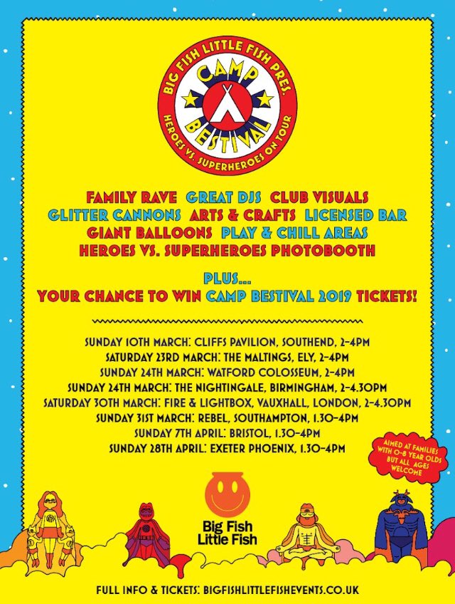 #BrumHour Exciting Competition Alert! Big Fish Little Fish and <a href="/campbestival/">Camp Bestival</a> are on tour! 🤩 get tickets to any of these family raves and you could be in with a chance of winning tickets to Camp Bestival this summer! BIRMINGHAM IS 24th March with DJ <a href="/GlennAston/">Glenn Aston</a> !