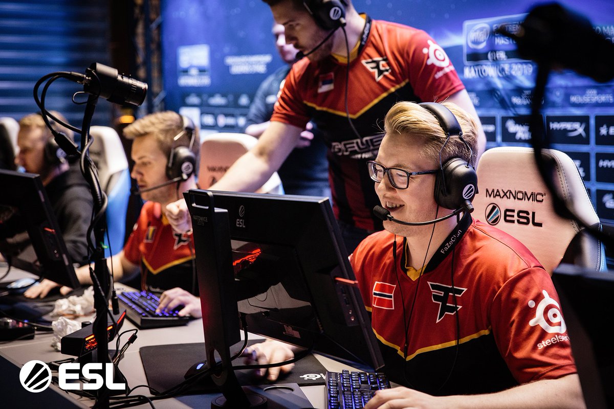 IEM's tweet photo. .@FaZeClan take the series 2:0 against @Cloud9 to lock themselves into the top eight

We'll be seeing you at the Spodek! #IEM https://t.co/iYA1H3QX1q
